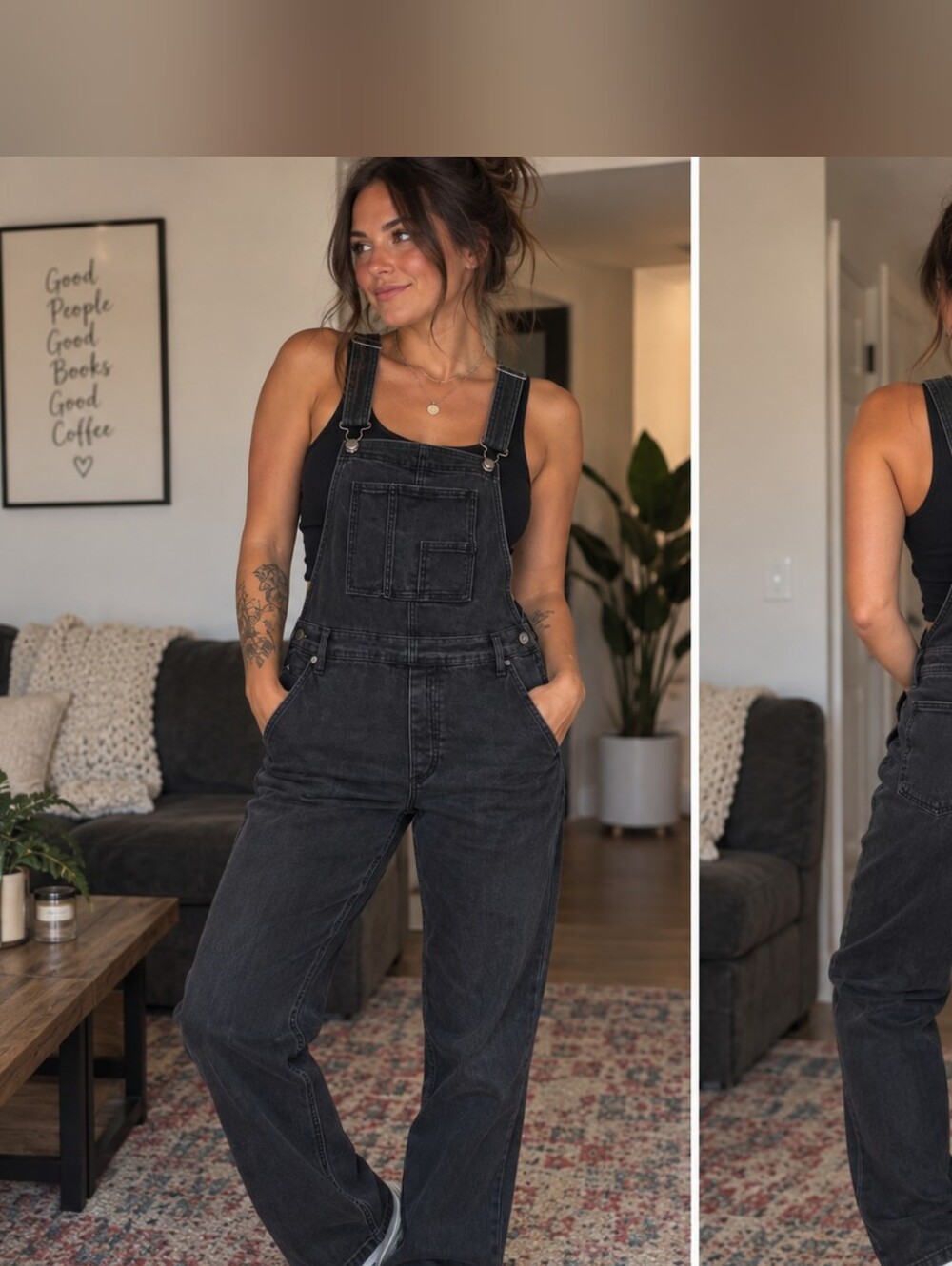 Silver Jeans Black Denim Women's Overalls - Washed Black